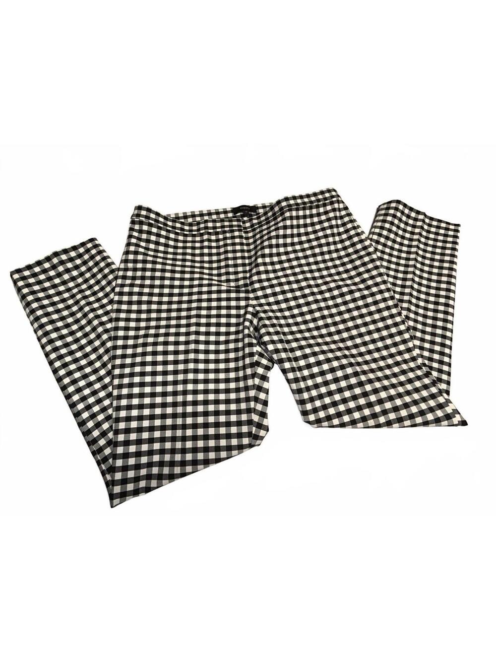 Theory Black White Gingham Check Classic Skinny Pants Trousers Size 10